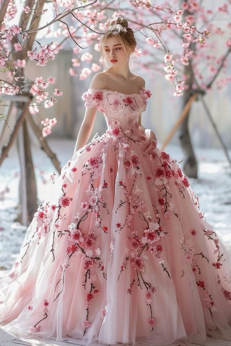 Sakura Dress, Haldi Dress, Cherry Blossom Dress, Different Wedding Dresses, Fairytale Gown, Magical Dress, Fantasy Dresses, Girly Dresses, Bridal Dress Design