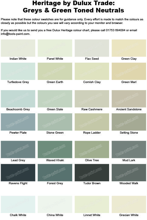 Grey and green shades from the Dulux Heritage colour chart # ...