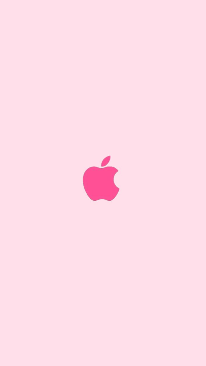 an apple logo on a pink background