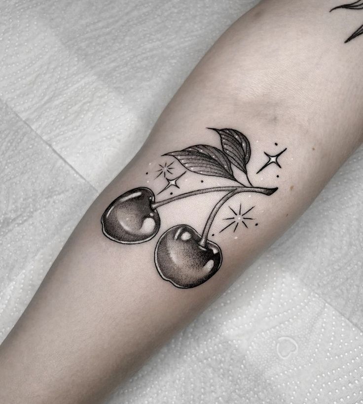 Cherry Waves Tattoo, Cherry Tattoo Black, Black Cherry Tattoo, Cherry Tattoo, Tattoos 2024, Cherry Tattoos, Half Sleeve Tattoos Drawings, Tattoos Black, Aesthetic Tattoos