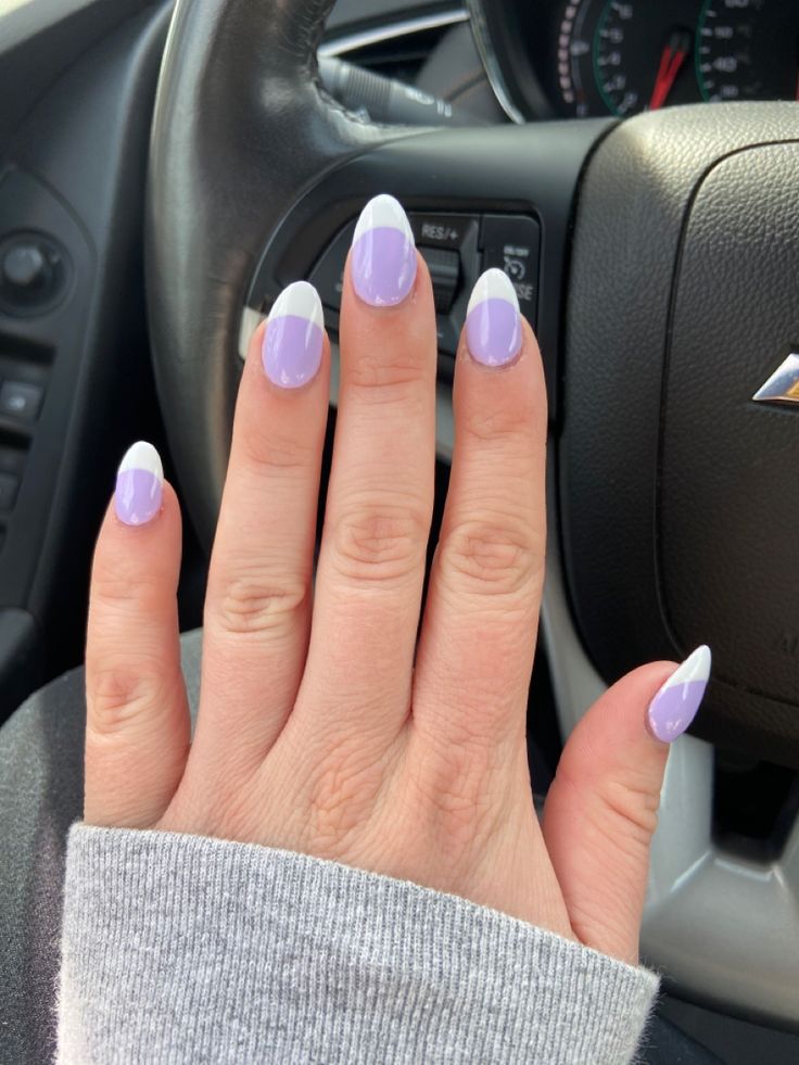 Nails With White French, White French Tips, Light Purple Nails, Nails With White, Purple French, White Tip Nails, White French Tip, Tip Nails, White Tip