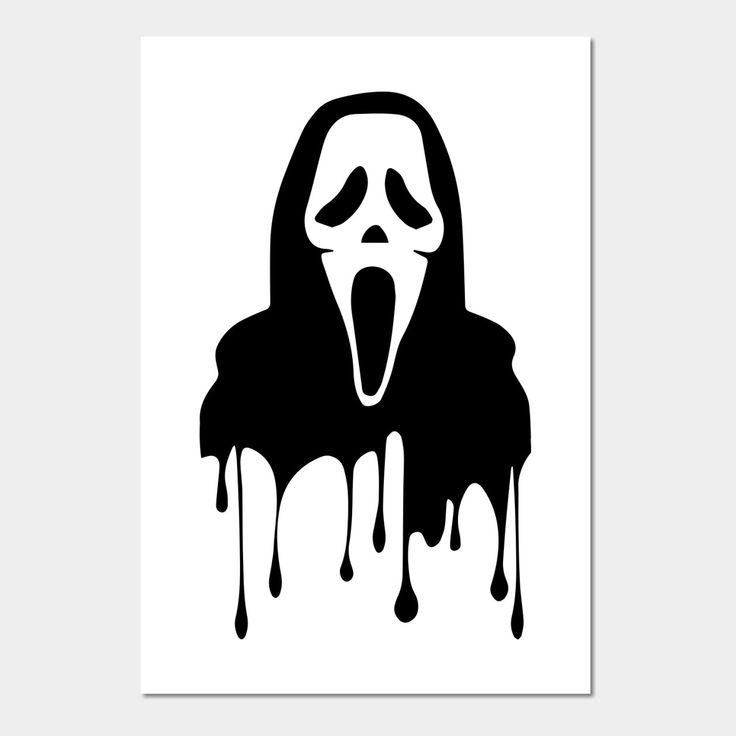 a black and white image of a screamy ghost with its mouth open, dripping from it