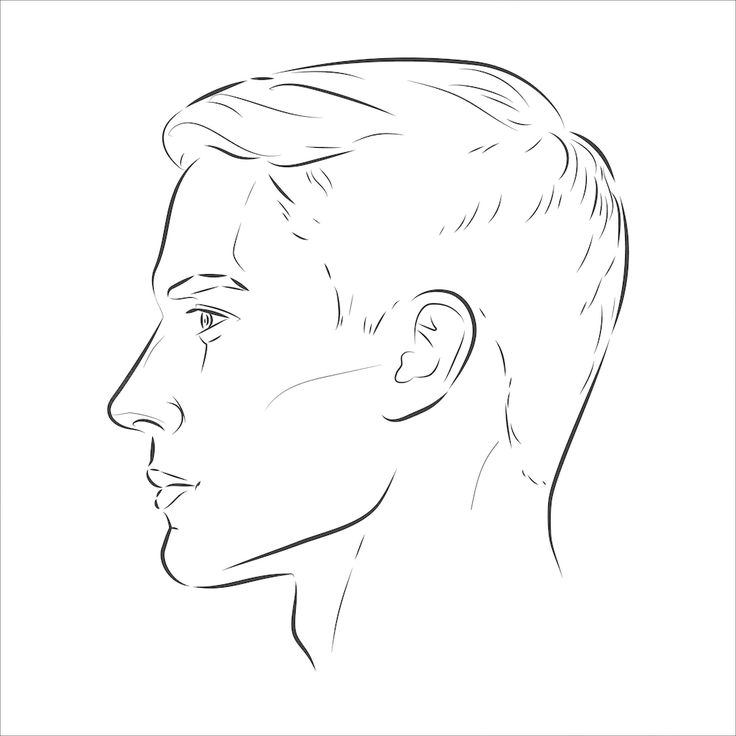 a man's face is shown in this black and white drawing, it looks like he