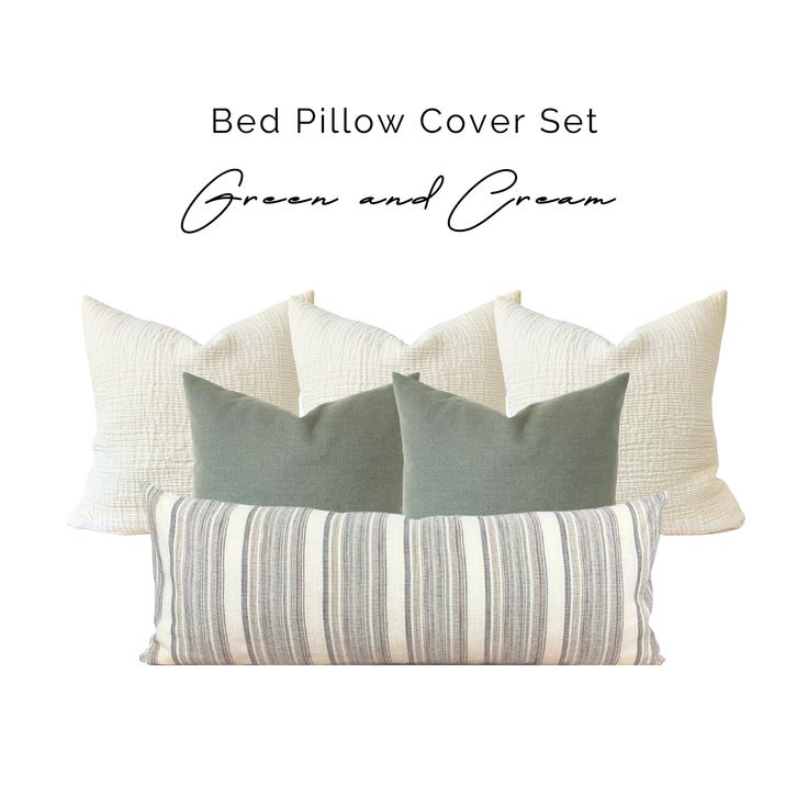 the bed pillow cover set is shown with four pillows