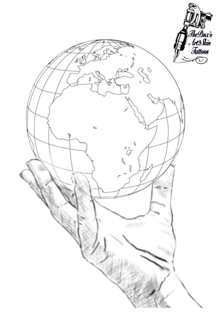 a drawing of a hand holding the world in it's palm