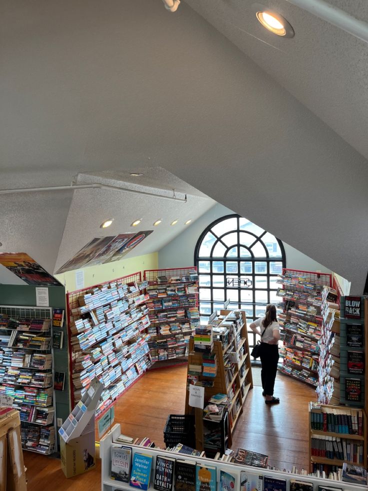 the inside of a book store filled with lots of books