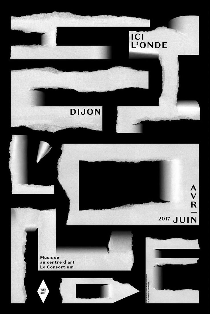 some type of black and white poster with torn paper on it's sides, including the words dulon