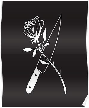 a knife with a flower on it and the word love is in the middle of the image