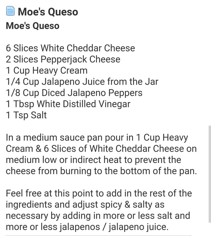 the recipe for moo's queso is shown in this screenshote