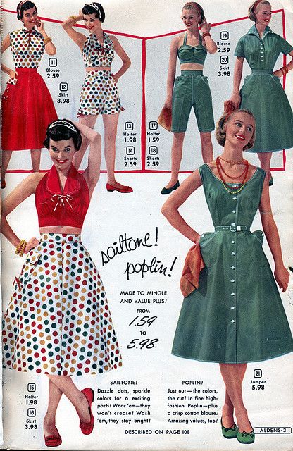 https://flic.kr/p/7GaWZS | Aldens 1955 (3) 1950s Summer Fashion, Fashion 50s Style, 1950’s Fashion, Fashion 50s, 1950 Fashion, Vintage Fashion 1950s, Fifties Fashion, Look Retro, Fashion 1950s