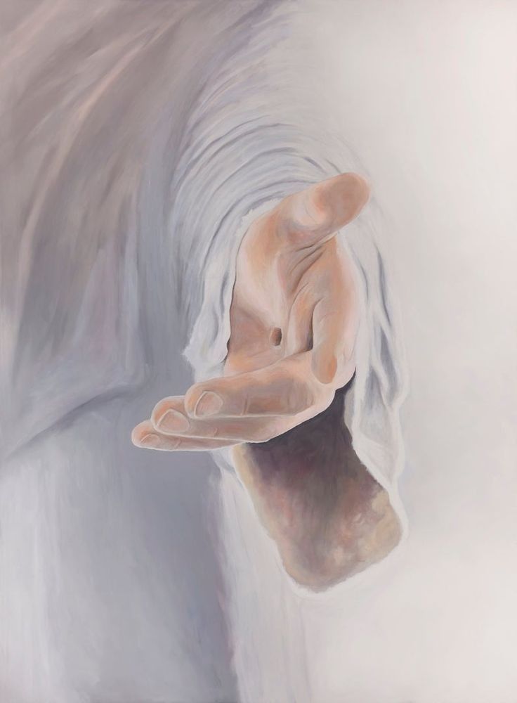 a painting of a person's hand reaching out to touch the surface of their body