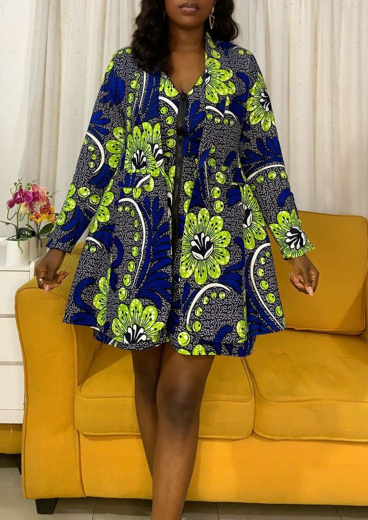 Imade african print set • blazer • 33 inches long • long sleeve • fully lined • two front pockets   imade  african print dress • mini dress • 34 inches long • boat neck and v neck • can be worn 2 ways • back zip fastening  • color of fabric:  blue, green • 100% african wax cotton • made in nigeria • fabric doesn't stretch • derin is 5’6 and wearing a size s\uk 8/us  4 •occasion: wedding, church, dinner, birthday, formal events, cocktail parties.   note: the color may be slightly different due to African Print Dresses, African Print Dress, African Print Fashion, Cocktail Parties, On Or Off, Dress Mini, High End Fashion, African Print, Boat Neck