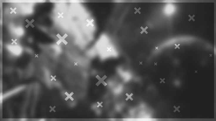 black and white photograph of an abstract background with crosses in the center, overlayed by lights