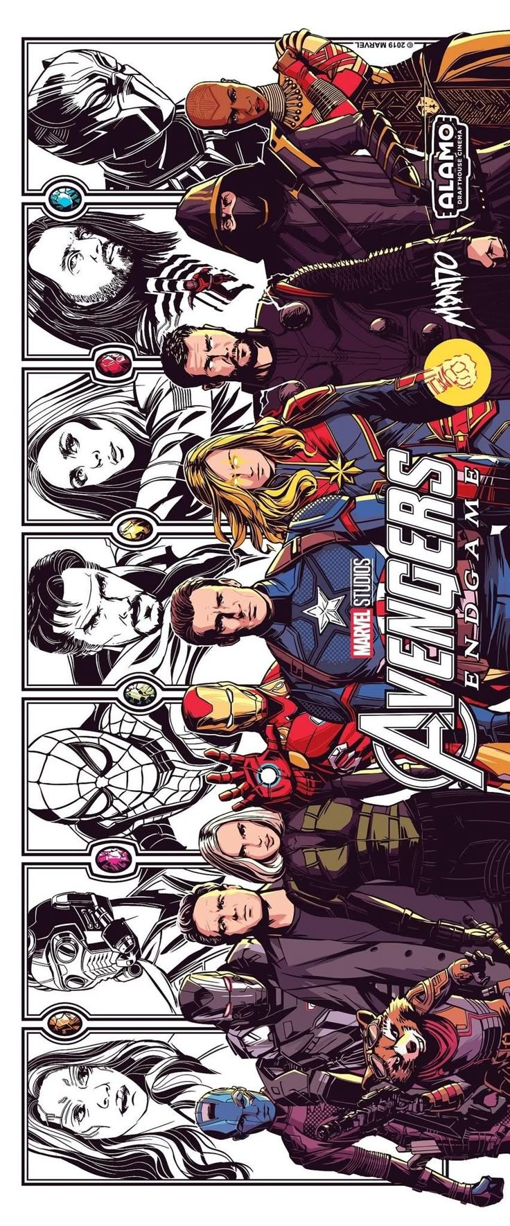 the avengers movie poster is shown with many different characters and their names on it's side