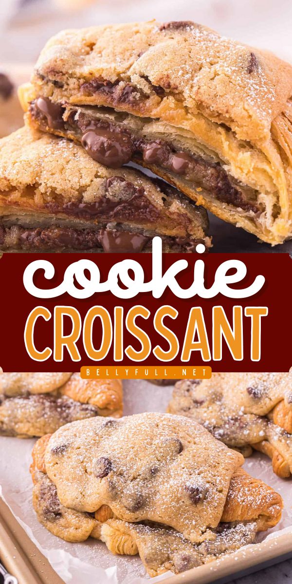 This ultra delicious Cookie Croissant (Le Crookie) recipe has gone viral for good reason! A buttery croissant stuffed with chocolate chip cookie dough then baked for a crisp flaky outside and decadent gooey middle is the combination you’ll be daydreaming about for days. Just 2 ingredients needed. Croissant Cookies Recipe, Cookie Dough Crescent Rolls, Chocolate Chip Crescent Rolls, Cookie Dough Croissant Recipe, Chocolate Chip Cookie Croissant, Stuffed Croissants Dessert, Cookie Crescent, Cookie Croissant Recipe, Cookie Dough Croissant