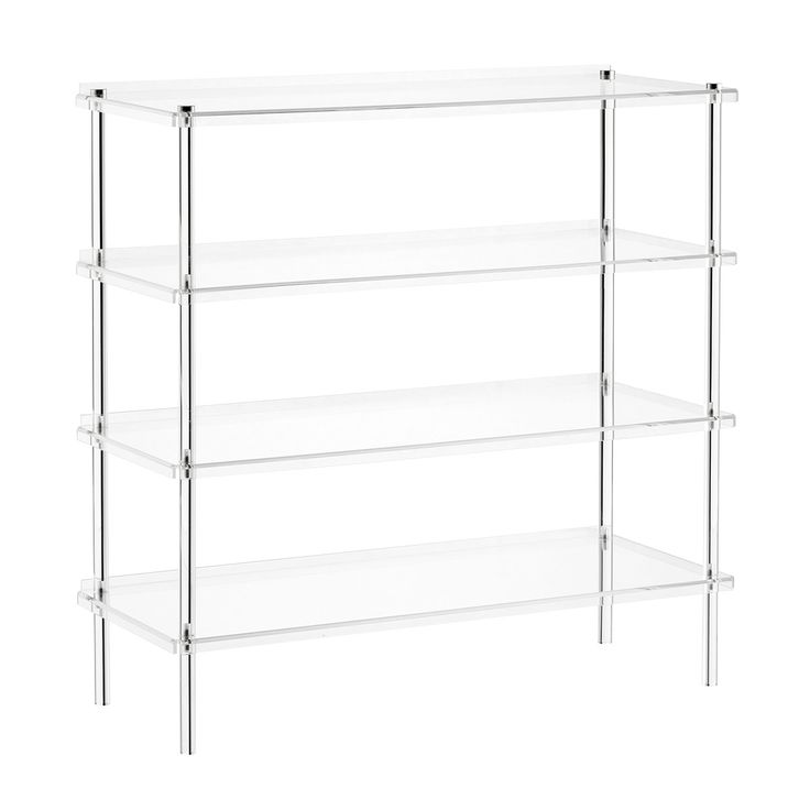 three tiered shelf with clear shelves on each side