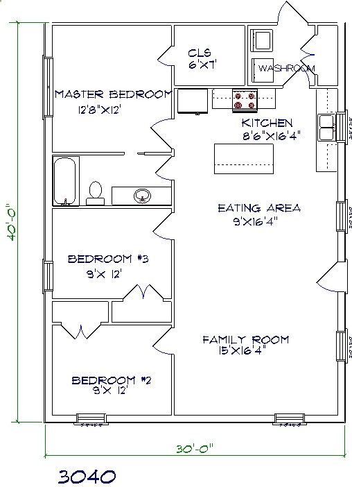 30x40 barndominium floor plans Barndominium floor plans