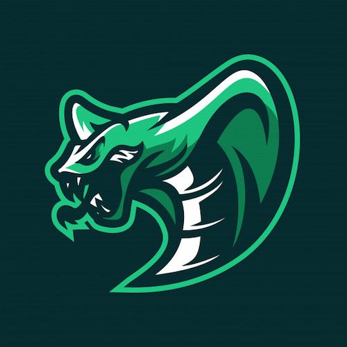 a green and white logo with a tiger's head in the center on a black background