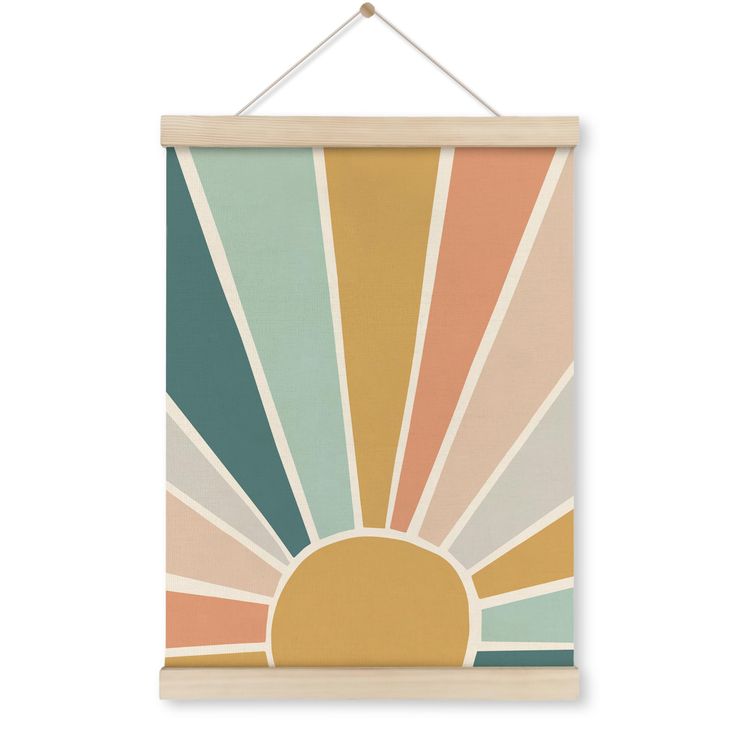 the sun is shining brightly in this colorful wall hanging art print by artist and photographer lauren kreisner