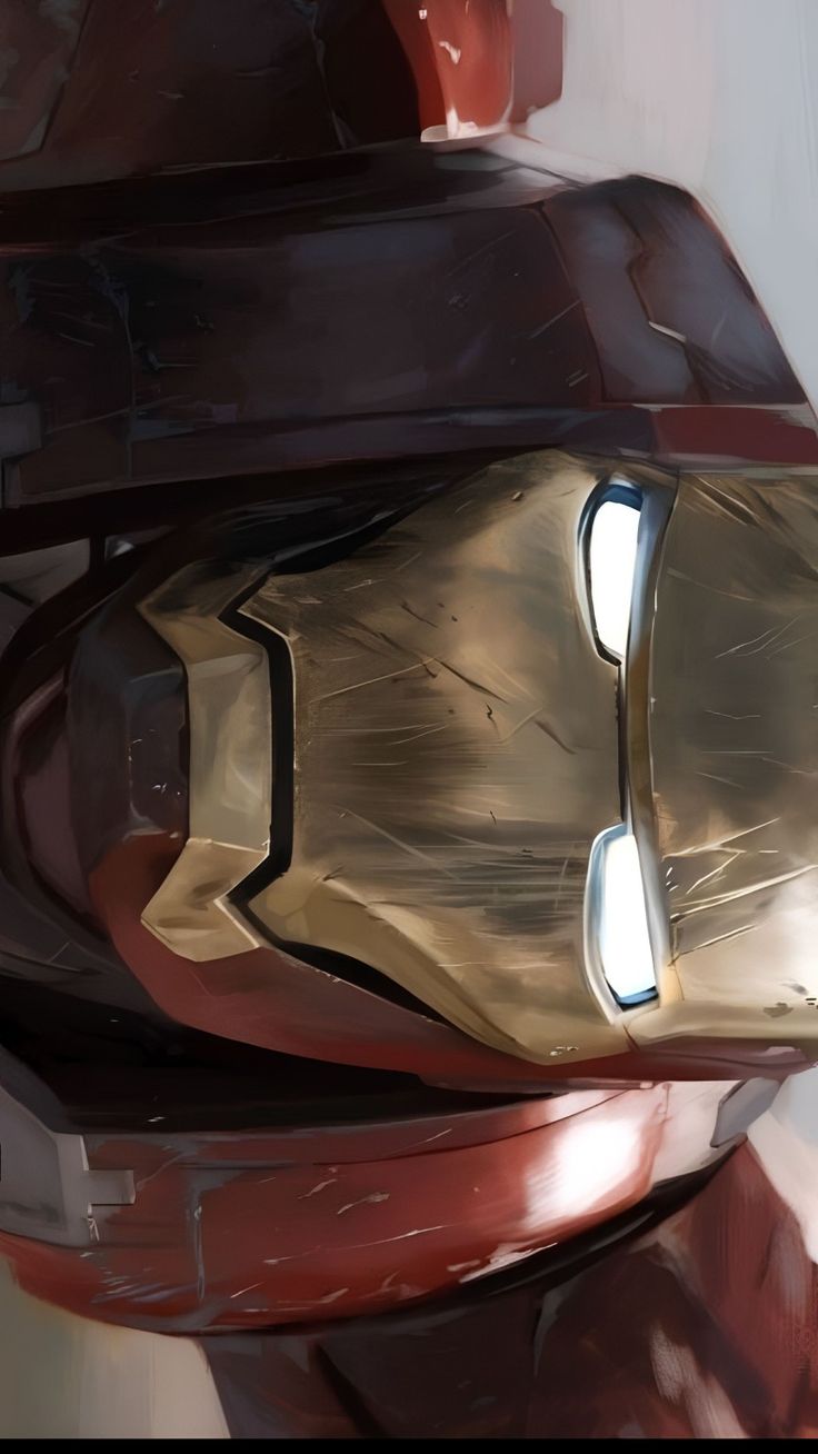 an iron man helmet is shown in this artistic painting by artist mark mcinne