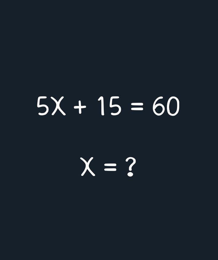 a black background with white text that reads, 5x5 + 15 = x?