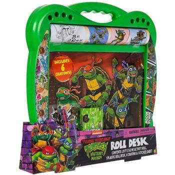 the teenage mutant turtles role play set is in its box and has four stickers on it