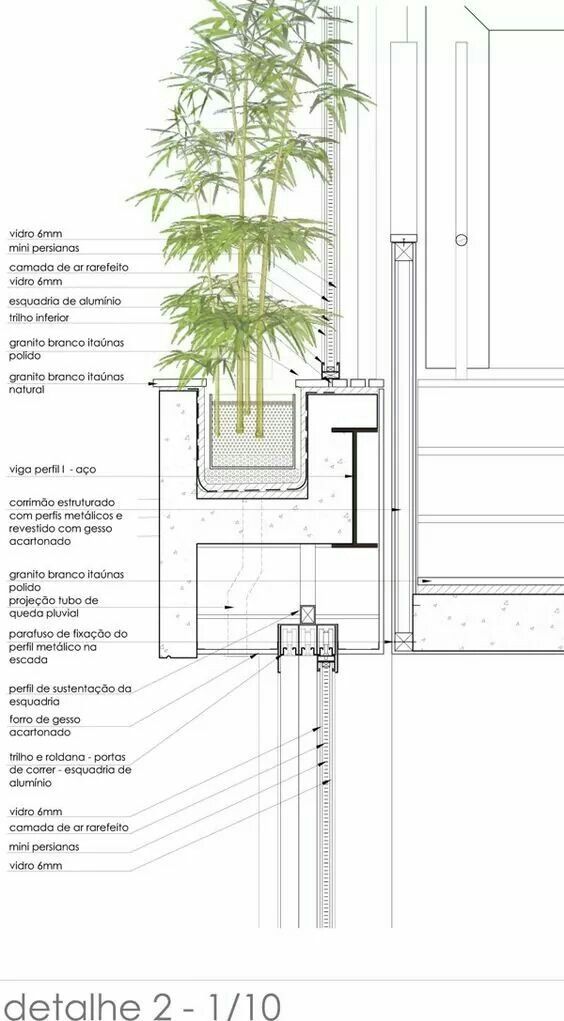 an architectural drawing shows the interior and exterior of a house with plants growing in it