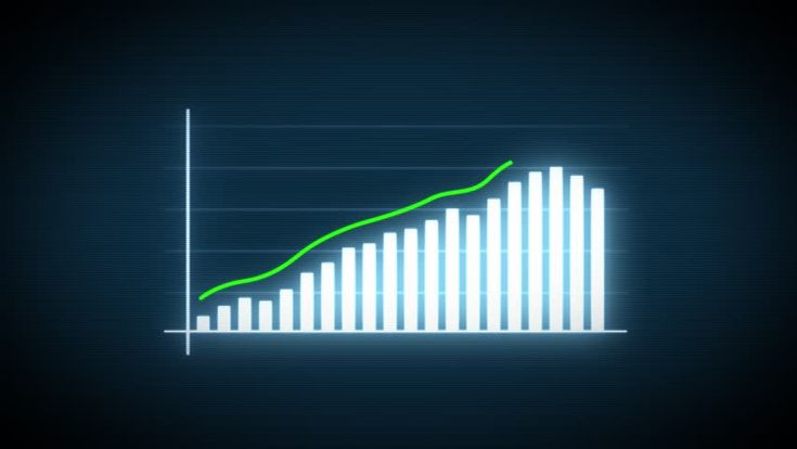 a line graph is shown in the middle of a dark blue background with green lines