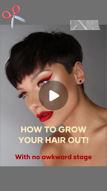 Penelope Gwen • PRO MUA & CREATOR • on Instagram: "3 years of hair growth in under 20 seconds!   For anyone growing their hair out from a pixie/buzz cut, I urge you to play with different styles as you grow it out, so you can enjoy the process. From bob cuts to shag cuts, short hair styles are so fun!   Tips: In between the pixie and short bob, I gelled down my hair most of the time, and kept the lower back of the hair cut short so the top layers could catch up.  If you’re not interested in a bob, why not have a mini shag cut by growing your lower layers and cutting in a cute fringe. This will grow out into a gorgeous layered style.   I had short hair for many years so I’m glad I stuck with the growth process. I’m planning to have long hair for the foreseeable (I plan to explore longer sty How To Grow Out Short Hair, How To Grow Out Short Layers, Grow Out Pixie, Stages Of Growing Out A Buzzcut, Growing Out A Pixie Stages Of Tips, Growing Out Short Hair, Growing A Pixie Into A Bob, Pixie Grow Out Stages, Growing Out A Pixie Cut Stages