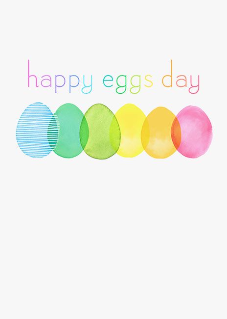 an easter card with the words happy eggs day written in rainbow colors on white paper