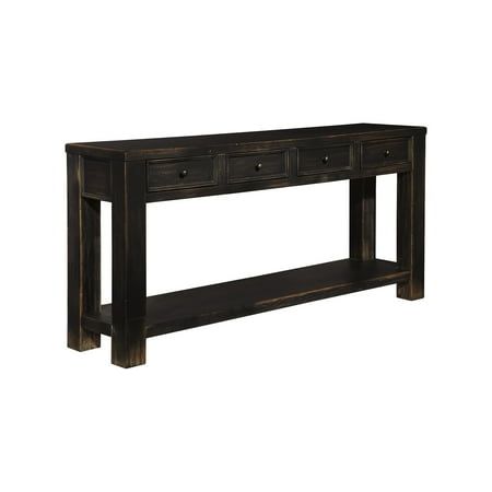 a wooden console table with two drawers