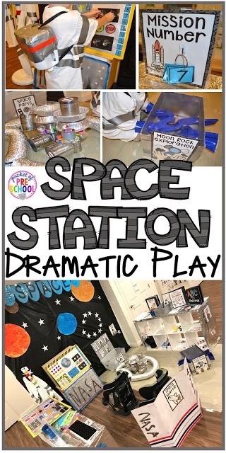 space station dramatic play for kids to learn how to use the same items as they are in