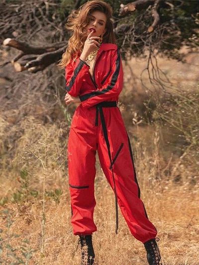 Long Sleeve Zipper Cargo Jumpsuits - rrdeye Patchwork Jumpsuit, Cheap Jumpsuits, Cargo Jumpsuit, Long Pant Jumpsuit, Casual Party Outfit, Stylish Jumpsuit, Men With Street Style, Fitted Jumpsuit, Red Jumpsuit