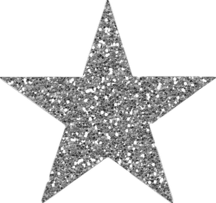 a silver glitter star on a white background