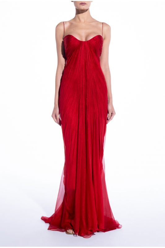 Maria Lucia Hohan Dress, Shimmery Dresses, Elegant Backless Dress, Red Formal Gown, Trumpet Silhouette, Maria Lucia Hohan, Designer Evening Gowns, Drape Panel, Sleeveless Gown