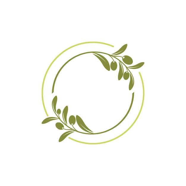 an olive branch with leaves in a circle