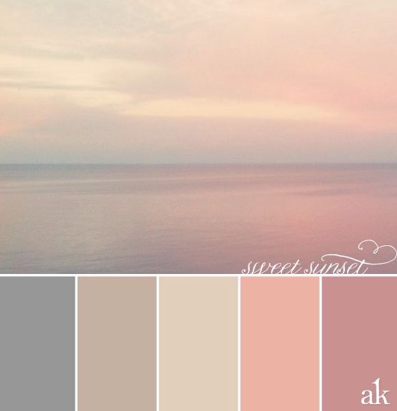 an ocean scene with pink and grey tones