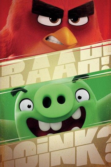 the angry birds movie poster is shown in red and green with an angry bird on it's face