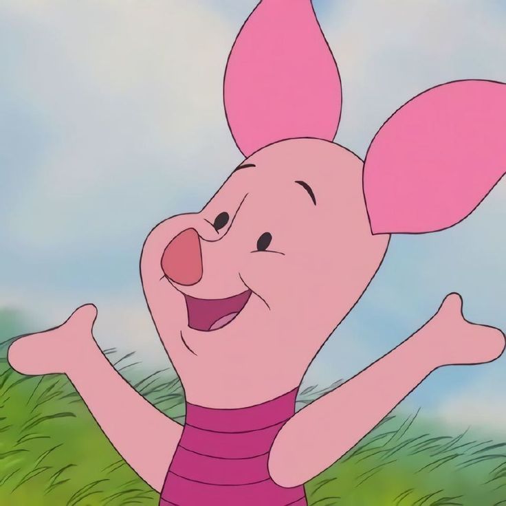 winnie the pooh is smiling and raising his arms in front of an animated background