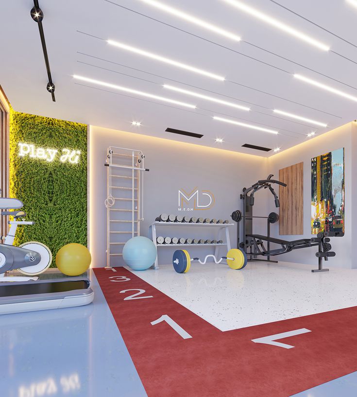 the gym is equipped with equipment for people to use in their own home or office