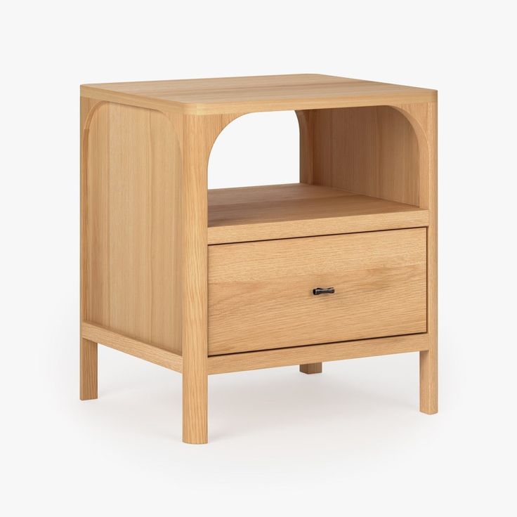 Cali Oak Nightstand Natural Angled View Co.House Designs Copper Top Table, Oak Nightstand, Outdoor Accent Table, Iron Table, Wood Nightstand, Living Room Furniture Sofas, Walnut Stain, Free Space, Cleaning Materials