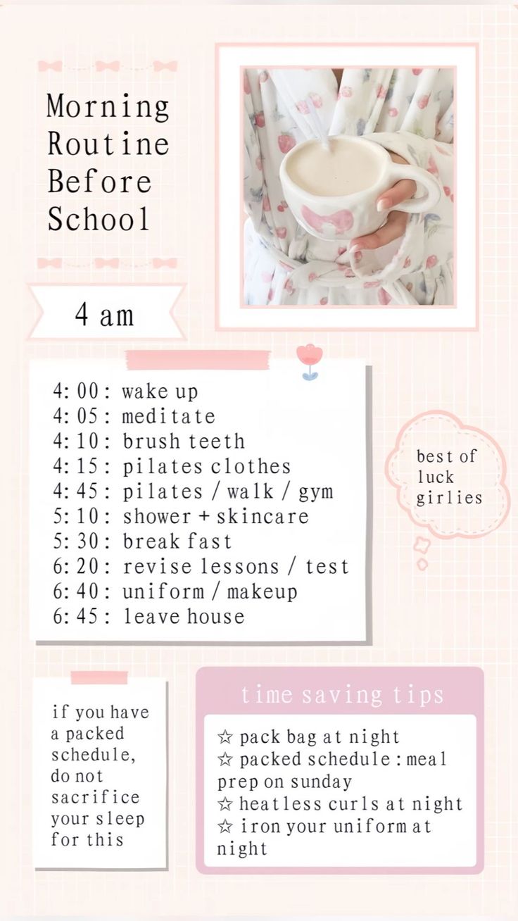 a pink and white poster with instructions for how to make a cupcake in the morning