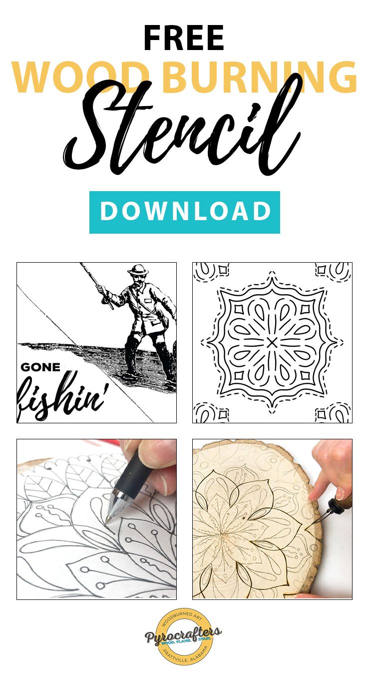 the free printable wood burning stencil is shown