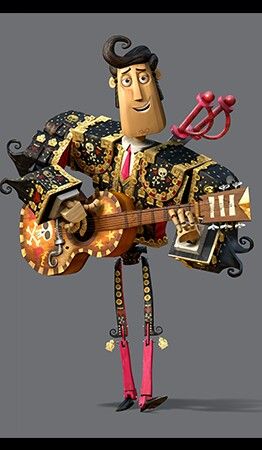 a cartoon character holding a musical instrument