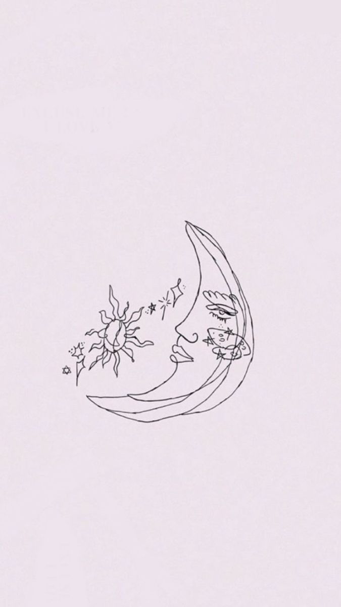 a drawing of a crescent moon with flowers on it