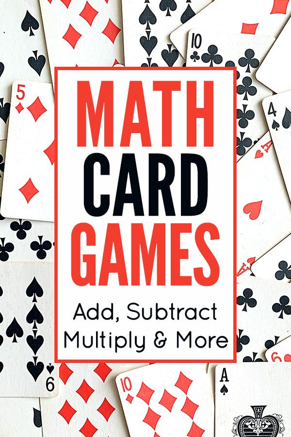 a pile of playing cards with the words math card games above them and below it