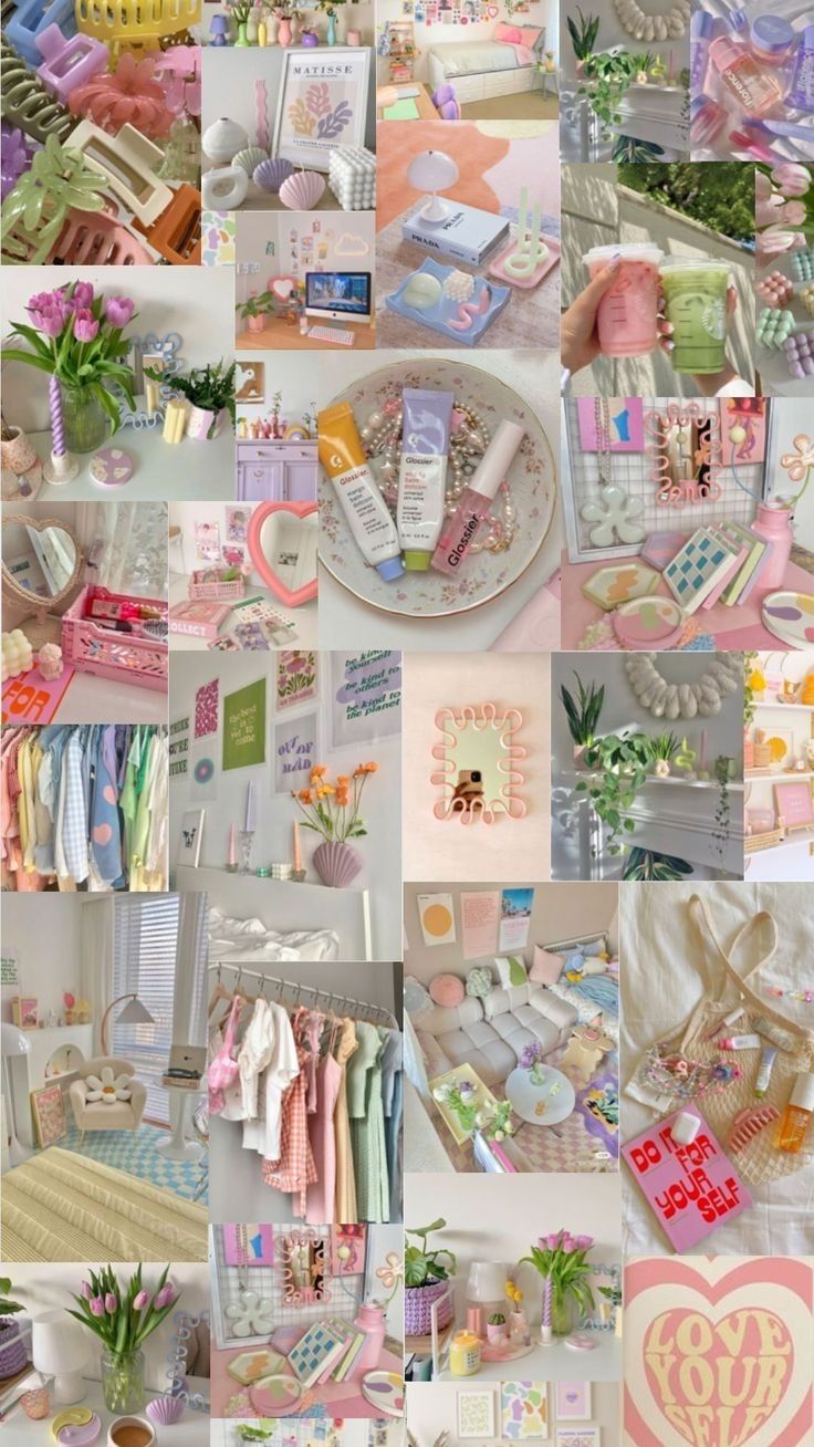 a collage of many different pictures with flowers and other items on the top right hand corner