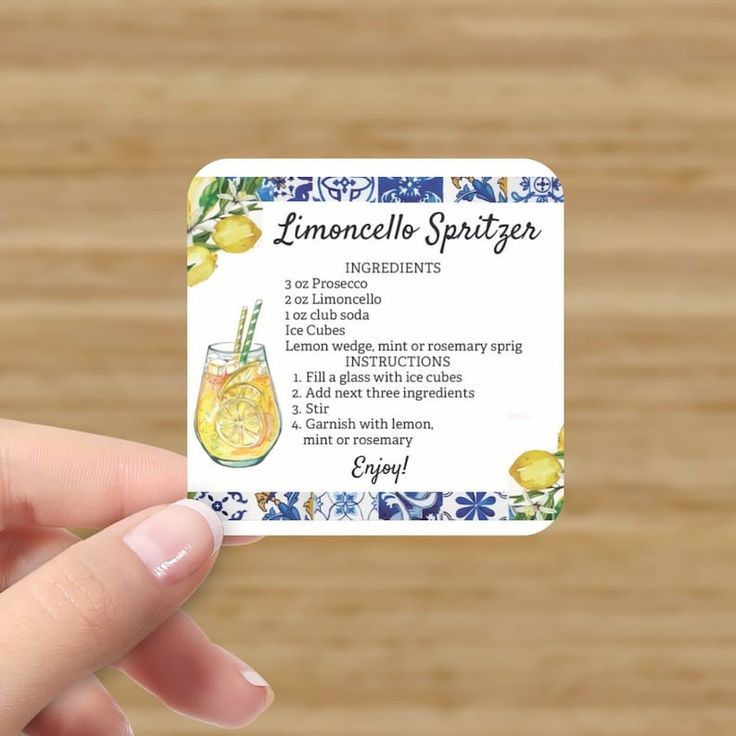 Limoncello Spritzer Cards Order as Many as You Need Limoncello Spritz Recipe Card Limoncello Favor Limoncello Recipe Cards - Etsy Lemon Party Favors, Limoncello Favors, Mediterranean Party, Limoncello Spritz, Italian Themed Parties, Spritzer Recipes, Limoncello Recipe, Spritz Recipe, Italian Party