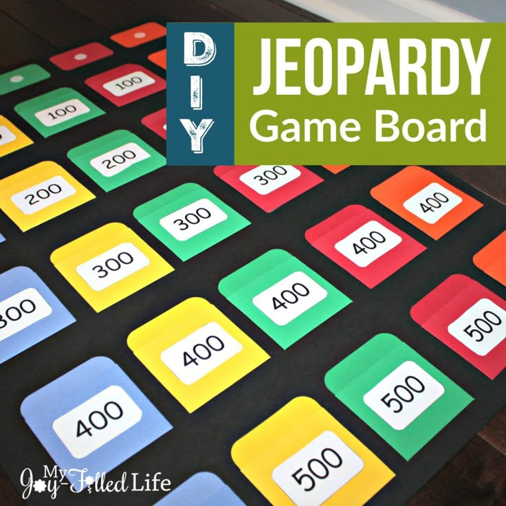 a board game with the words,'jeopardy game board '