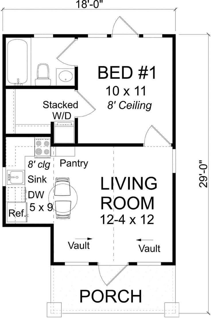 the floor plan for a small house with two bedroom and living room, including an attached garage